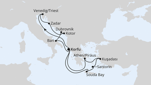 Route - Adria & Griechenland ab Korfu 1 mit AIDAblu