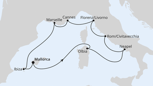 Route - Mediterrane Highlights mit AIDAstella